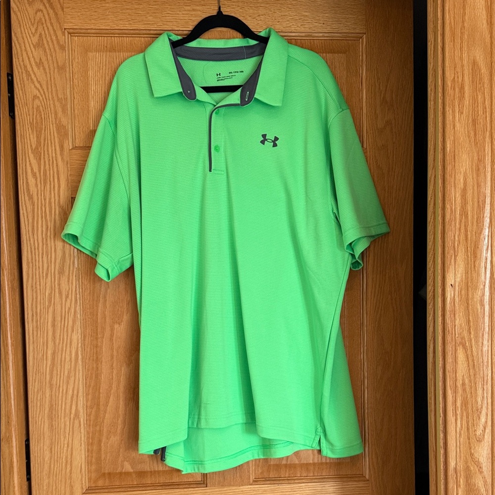 Under Armour Men’s Neon Green Polo with Contrast Trim